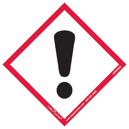 GHS Exclamation Mark Label, 4inx4in, 100, PK100 MPN:GHIS0066
