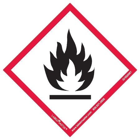 GHS Flame Label, 4inx4in, Polyprop, 50, PK50 MPN:GHIS0087