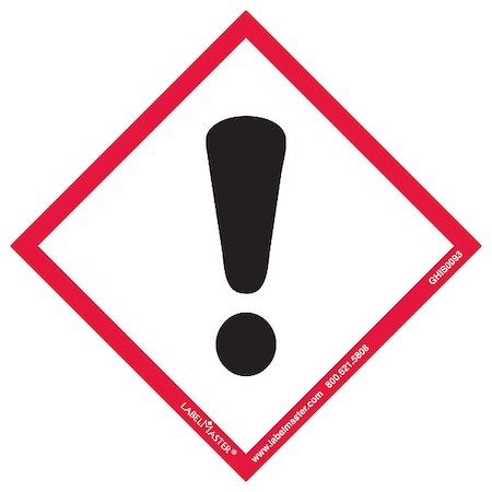 GHS Exclamation Mark Label, 4inx4in, 50, PK50 MPN:GHIS0093