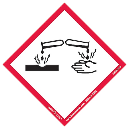GHS Corrosion Label, 4inx4in, Polyprop, 100, PK100 MPN:GHIS0099