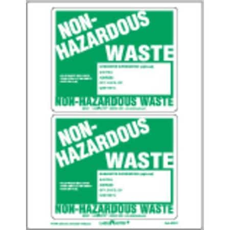Laser Non-Hazardous Waste, Label, PK25, Laser Paper, 8 1/2 in W, 11 in H MPN:GWLZ7