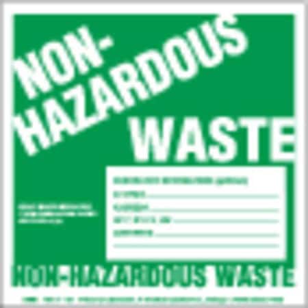 Non-Hazardous Waste Label, w/Gener, PK100, PVC Free Film, 6 in W, 6 in H MPN:GWM7