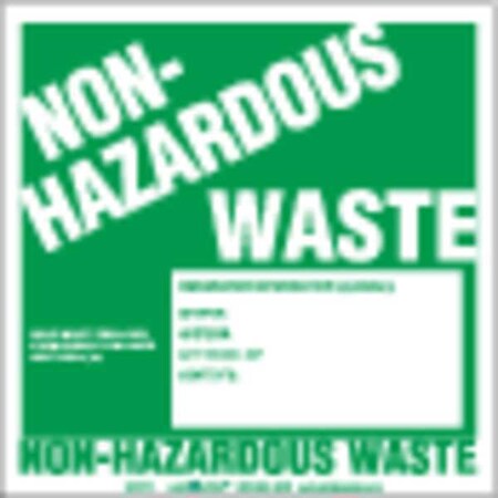 Non-Hazard Waste Label, w/Gen PVCF, PK100 MPN:GWMTL