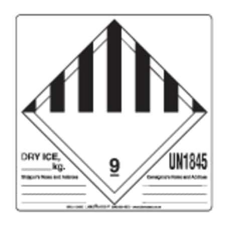 Dry Ice Label, Blank, 6inx6in, Paper, 500 MPN:HML11-DICE