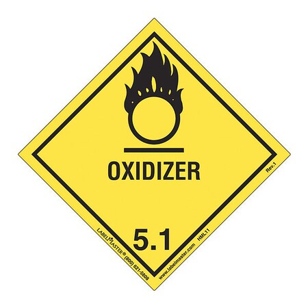 Oxidizer Label, Worded, Paper, PK50 MPN:HML11S