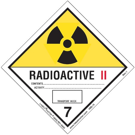 Radioactive Placard, Radioactive II, Semi-Gloss Paper, 500 PK MPN:HML15