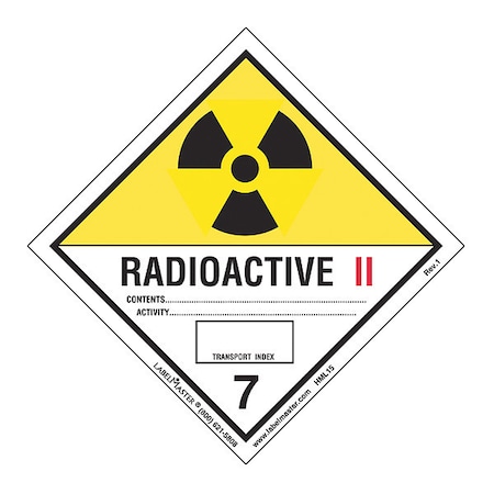 Radioactive II Label, Worded, PK50 MPN:HML15S
