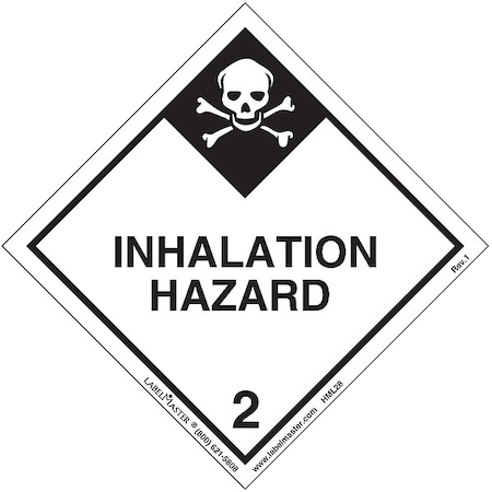 Inhalation Hazard Placard, Inhalation Hazard, Semi-Gloss Paper, 500 PK MPN:HML28