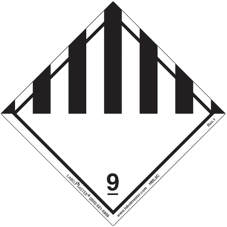 Miscellaneous Dangerous Goods Placard, Dangerous, Semi-Gloss Paper, 500 PK MPN:HML9C