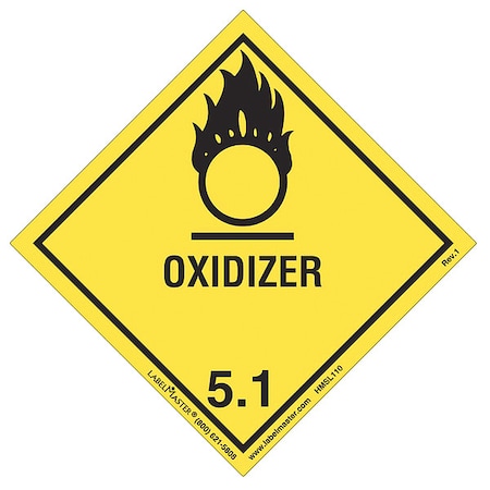 Oxidizer Label, 100mmx100mm, Polyprop, 500 MPN:HMSL110