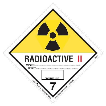 Radioactive Placard, Radioactive II, PVC, 500 PK MPN:HMSL15