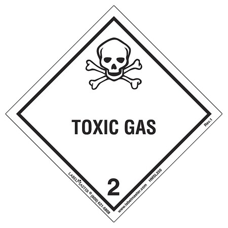 Toxic Gas Label, 100mmx100mm, Polyprop, 500 MPN:HMSL250