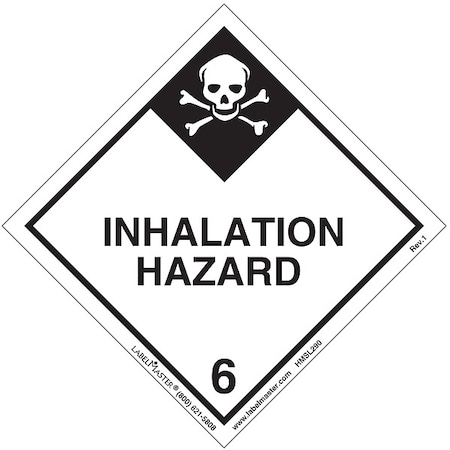 Inhalation Hazard Placard, Inhalation Hazard, PVC, 500 PK MPN:HMSL290