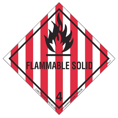 Flammable Solid Label, 100mmx100mm, 500, HMSL50 MPN:HMSL50