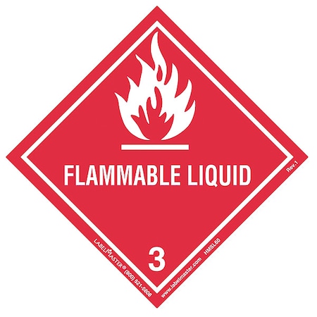 Flammable Liquid Label, 100mmx100mm, 500, HMSL60 MPN:HMSL60