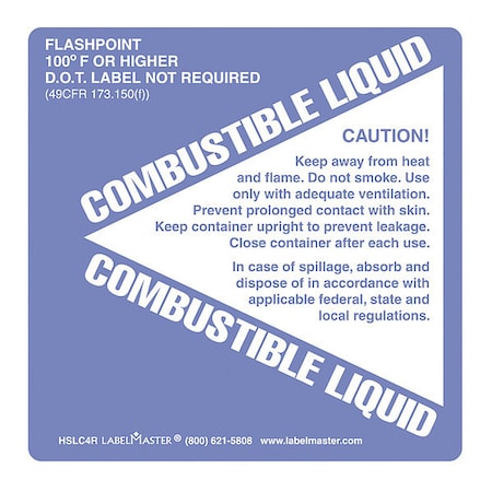 Combustible Liquid Label, PK500 MPN:HSLC4R