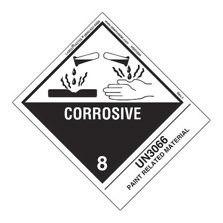 Corrosive Label, UN3066 Paint, PK500 MPN:HSN1900