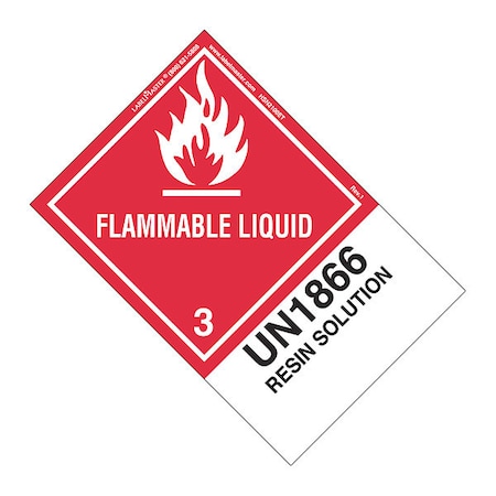 Flammable Liquid Label, UN1866, PK500, HSN2100ET MPN:HSN2100ET