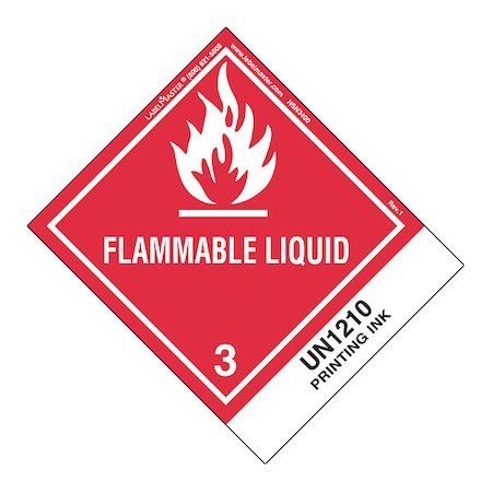 Flammable Liquid Label, UN1210, PK500, HSN3400 MPN:HSN3400