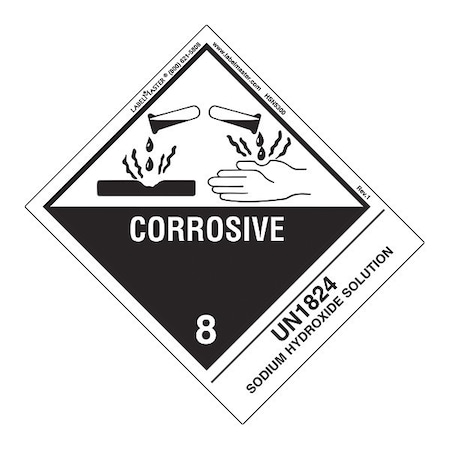 Corrosive Label, UN1824 Sodium, PK500 MPN:HSN5300