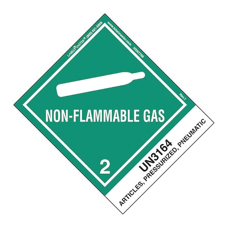 Non-Flammable Gas Label, UN316, PK500, HSN7750 MPN:HSN7750