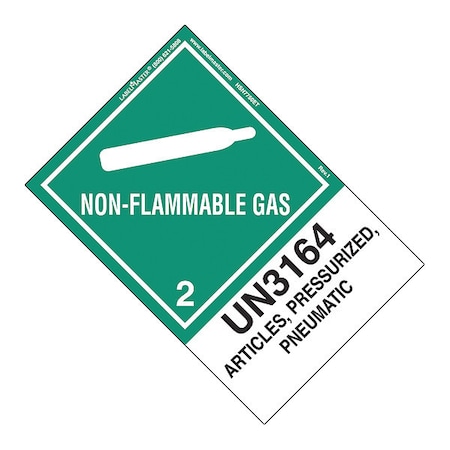 Non-Flammable Gas Label, UN316, PK500, HSN7750ET MPN:HSN7750ET