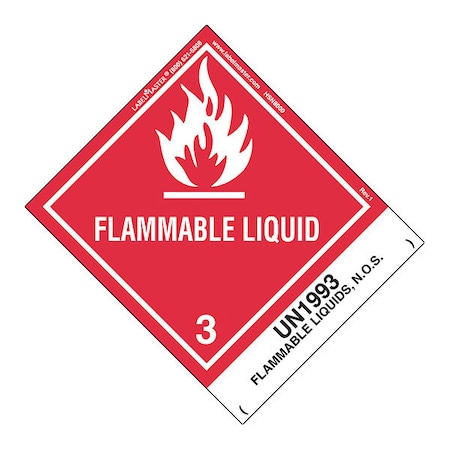 Flammable Liquid Label, UN1993, PK500 MPN:HSN8000