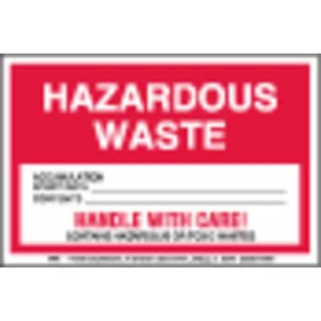 Hazardous Waste Label, Paper Stock, PK500 MPN:HWA