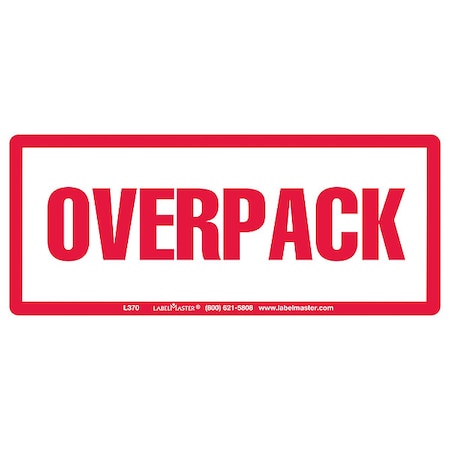 Over Pack Label, 2-1/2inx6in, Paper, 500 MPN:L370