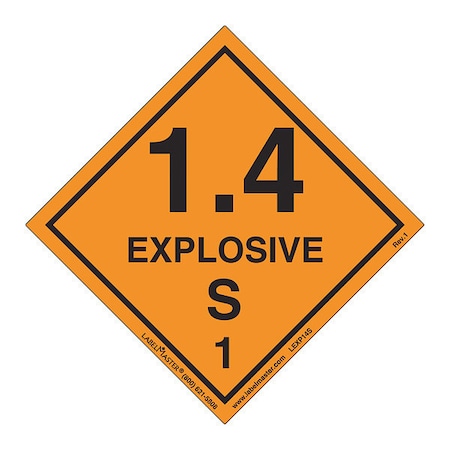 Explosive 1.4 S Label, Paper, PK500 MPN:LEXP14S
