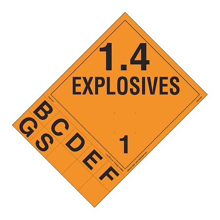 Explosive Class 1.4 Placard w/Tabs, PK25 MPN:PSR72-SP
