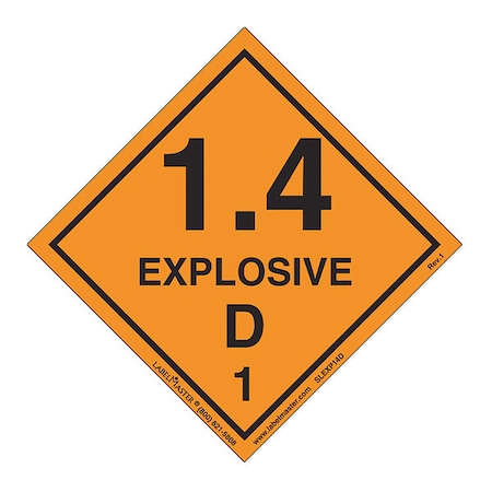 Explosive 1.4 D Label, Vinyl, PK500 MPN:SLEXP14D