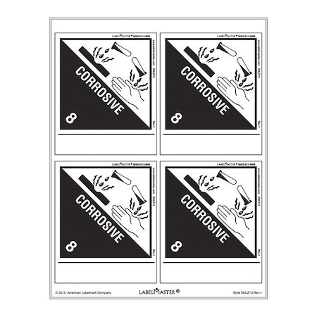 Corrosive Label, Laser Paper, PK25 MPN:SNLZ13