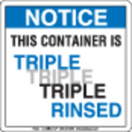 Triple Rinsed Container Label, White, PK100 MPN:TR333