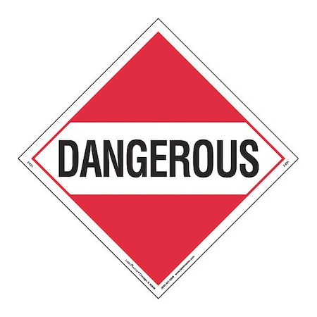 Dangerous Placard, Worded, E-Z, PK25 MPN:Z-EZ1