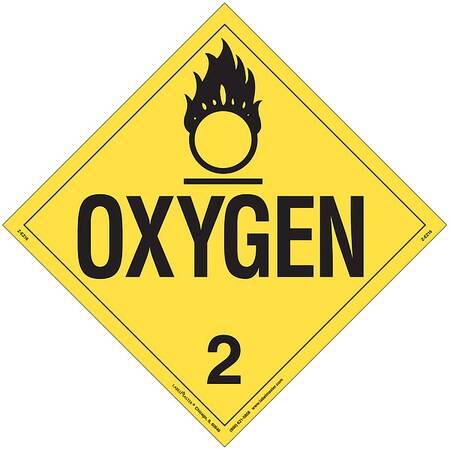 Oxygen Placard, Oxygen, Vinyl, 25 PK MPN:Z-EZ16