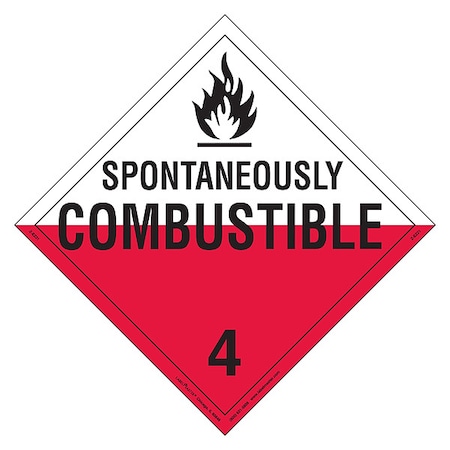 Spontaneously Combustible Placard, Spontaneously Combustible, Vinyl, 25 PK MPN:Z-EZ21