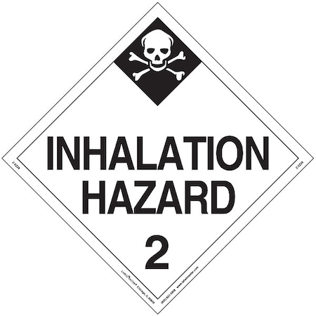 Inhalation Hazard Placard, Inhalation Hazard 2, Vinyl, 25 PK MPN:Z-EZ28