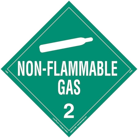 Non-Flammable Gas Placard, Non-Flammable Gas, Vinyl, 25 PK MPN:Z-EZ3