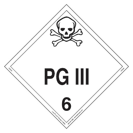 PG III Placard, PG III, Vinyl, 25 PK MPN:Z-EZ32R