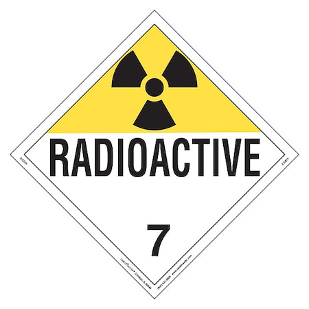 Radioactive Placard, Radioactive, Vinyl, 25 PK MPN:Z-EZ7R