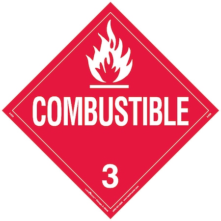 Combustible Liquid Placard, Combustible, Vinyl, 25 PK MPN:Z-EZ9