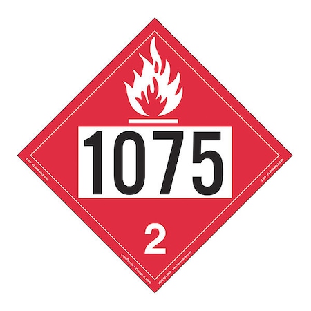 Flammable Gas Placard, UN 1075, PK25 MPN:Z-IDP