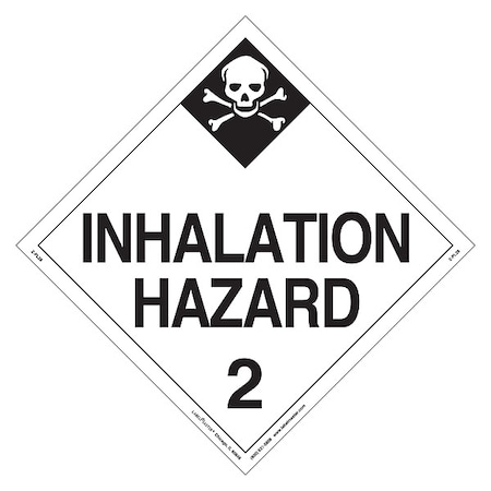 Inhalation Hazard Placard, Inhalation Hazard 2, Polycoated Tagboard, 25 PK MPN:Z-PL28