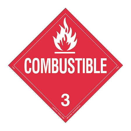 Combustible Liquid Placard, PK25 MPN:Z-PVC