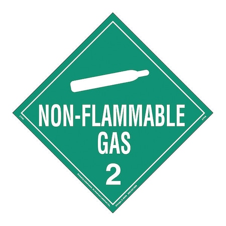 Non-Flammable Gas Placard, Perm Vnyl, PK25 MPN:Z-PVN