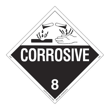 Corrosive Placard, Worded, PK25 MPN:Z-PVR