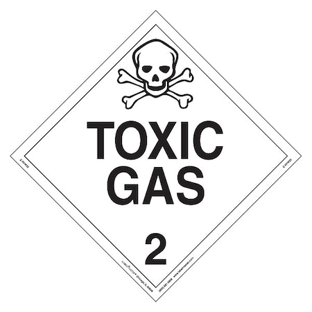 Toxic Gas Placard, Toxic Gas, Vinyl, 25 PK MPN:Z-RVW25