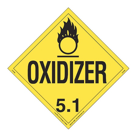Oxidizer Placard, Worded, Vinyl, PK25 MPN:Z-RVW6