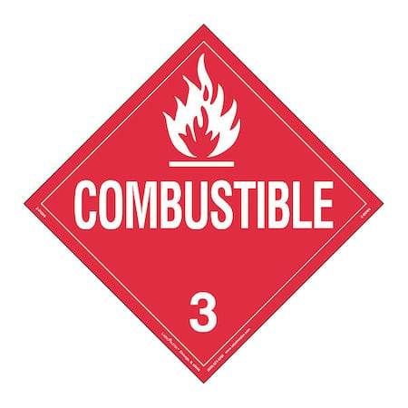 Combustible Liquid Placard, Vinyl, PK25 MPN:Z-RVW9